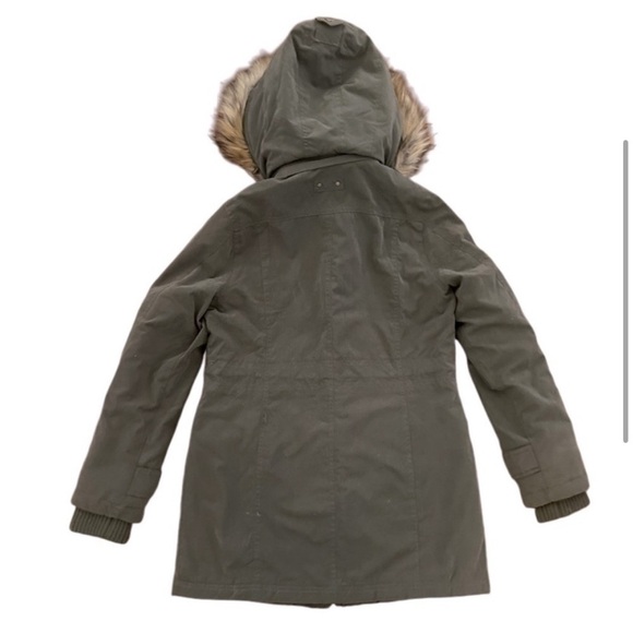 Halogen Utility Coat Faux Fur Lined Hooded Anorack Jacket, Army Green, Size S/P - Picture 3 of 13